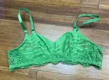 Adore Me Nicolette Unlined Balconette Bra womens Size 34B‎ Green Lace Bra Sheer