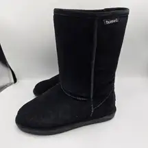 Bearpaw Emma Mid Calf Women's Winter Boots Size 8 Black Suede Comfy Warm Boots