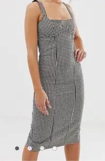 Capulet Lola Bustier Gingham Fitted Black White Midi Dress Size XS