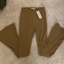 Ribbed Brown Flare Leggings 