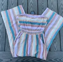 American Eagle  size extra small linen blend striped jumper wide leg full length