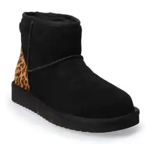 Koolaburra By UGG Koola Mini II Boots Black/Cheetah Print Zip Up Women's 4 Cozy