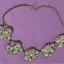 Ann Taylor Chunky diamond crystal flower silver Necklace