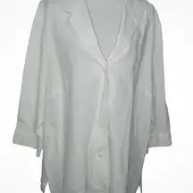 Classic White Button-Up Blazer 100 Linen size 2X