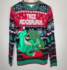 Celebrate Together Mens Christmas Tree Rexosaurus Dinosaur Ugly Sweater Sz M‎