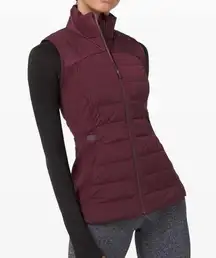 8. Lululemon Down For It All Vest size 10 in cassis red/maroon