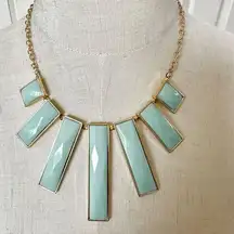 Light green rectangle bar statement necklace