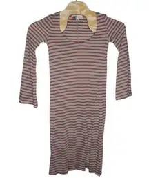 Free People ‎ FP Beach Sz XS Tan Striped Bell Long Sleeve Midi Coverup Dress