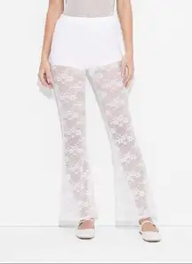 Wild Fable Mid-Rise Flare Sheer Lace Pants - White XL Fairy Romantic