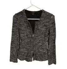 J. crew tweed zip up cardigan blazer gray and black size XXS