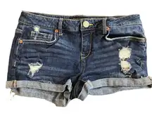 Aeropostale shorty distressed jean shorts size 5 cuffed