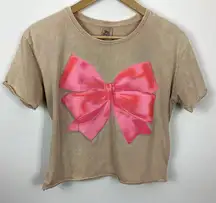 Day Break Pink Bow Crop Top Size Medium