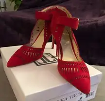 New Ivanka Trump red suede heels.