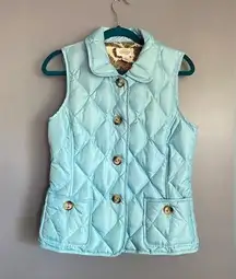 Talbot’s Quilted Ladies Button‎ Down Puffer Down Filled Vest in Aqua Sz S