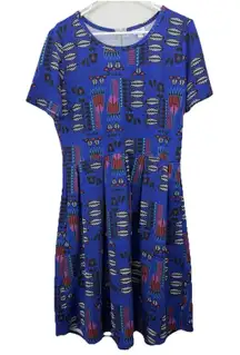 LuLaRoe Red Blue Colorful Floral Pockets Stretch Amelia Dress‎ Size 3XL