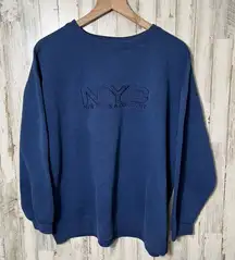 Vintage 90s New York & Co Navy Blue Crewneck Sweater Sweatshirt‎ Womens Size XL