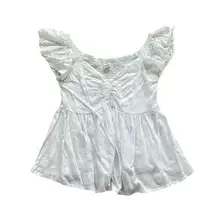 Japna Size Small White Babydoll Style Top