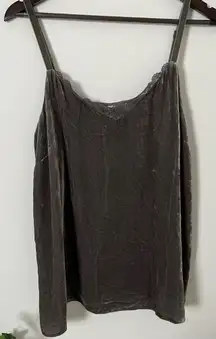 Sundance Grey Crushed Velvet Lace Floral Detail Rayon Silk Cami Y2K Boho Grunge