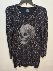 E.vil Cashmere Rhinestone Skull Sweater‎ Dress SZ L