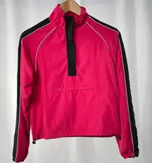 Oleg Cassini Sport‎ 1/4 Zip Pullover Windbreaker in Pink Black Size Small Petite