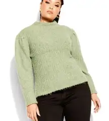 City Chic NWT Mad Knit Sage Soft Jumped Sweater S/16