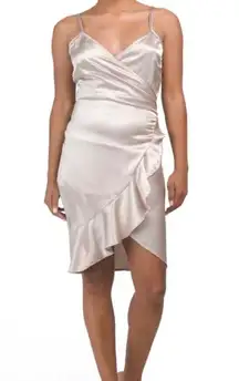 Satin Ruffle Wrap Mini Dress