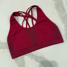 Fabletics Strappy Racerback Sports Bra Women's Small Red Mesh Details Low Impact