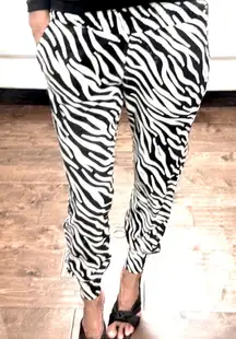 CABI zebra print joggers high rise ankle length size Medium animal print