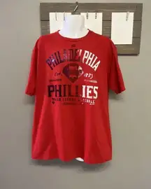 Majestic Men’s Red Philadelphia Phillies Cotton Tshirt One Citizens Bank Way 2XL