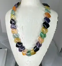 Vintage square multicolored marbled lucite necklace.