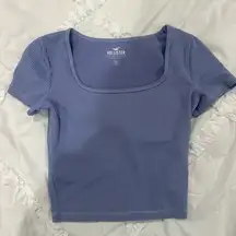 Hollister Blue Short Sleeve Crop Top with Square Neck