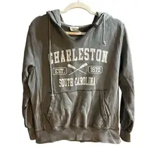 Charleston South Carolina Distressed Hoodie Cozy Graphic Sweatshirt Grunge Sz L