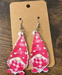 Super cute gnome Valentine's Day leather earrings