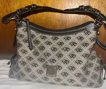 Dooney & Bourke Logo Print hobo zip-up purse Black & Gray