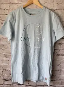 Carhartt Womens Blue T-Shirt Loose Fit S‎ Logo Casual Summer Comfort Work
