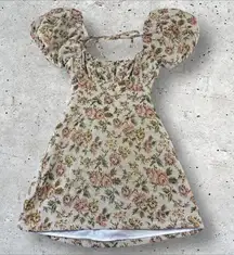 Sofie The Label Elyse Mini Dress‎ Floral Puff Sleeve Open Back Coquette Sz M