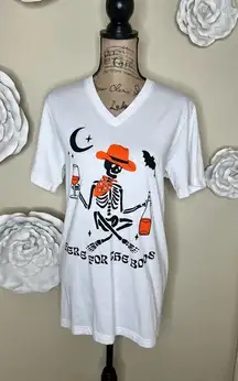 Oliver & Otis Cowgirl Skeleton “Here for the boos” White T Shirt Size M