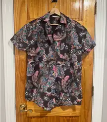We The Free Free People Poolside Boyfriend Paisley Button Down Shirt Size XS