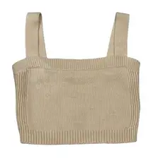 A.L.C. Cream Ribbed Knit Square Neck Cashmere Blend  sweater Tank Top Sweater M