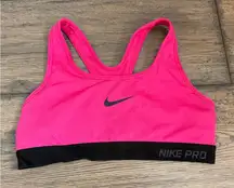 Nike Pro Women's Bright Pink and Black Sports Bra