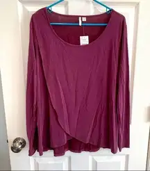 NWT‎ Cato burgundy long sleeve athleisure top 14/16