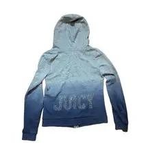 Juicy Couture Vintage  Y2K Gray Blue Ombre Bling Logo Full Zip Tracksuit Hoodie S