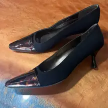 Stuart Weitzman Black and Tortoise shell Heels size 9 pointed toe
