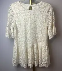 LaRoque Original Off-White Lace Baby Doll Top Sz. M