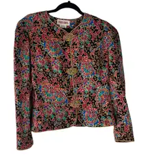 Maggy London Vintage 90s Women's Size 12‎ 100% Silk Multicolored Button Up