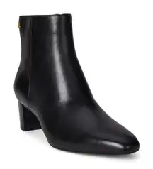 Lauren Ralph Lauren Women's Demi Black Booties Burnished Calf Leather Size 8 NIB