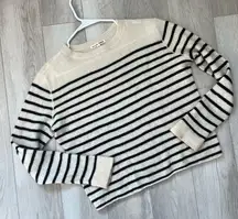 Reformation Cashmere Sweater striped boyfriend crewneck womens Cream (xsmall)