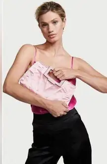 Victoria Secret Bombshell Satin Chevron Bag Blush Pink NWT