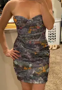 Colorful Strapless Mini Dress