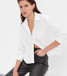 Gap 100% Organic Cropped Shirt White Medium